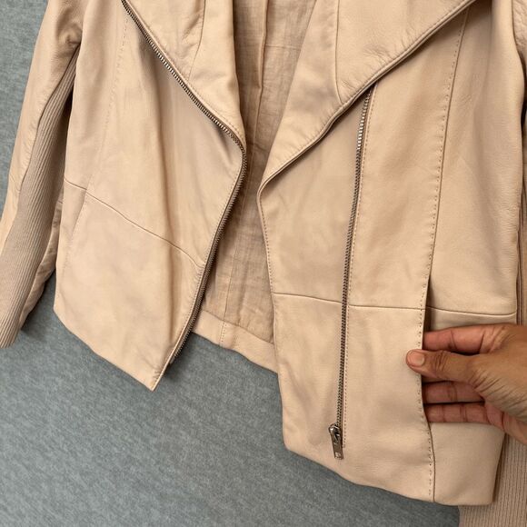 Walter Baker Leather Moto Jacket Size M Blush Nude Minimalist Luxury Minimalist - Picture 3 of 14